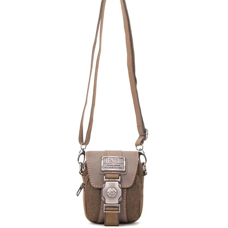 Vintage Retro Canvas Sling Bag for Men – Multi-Pocket Travel Crossbody with Phone Compartment .