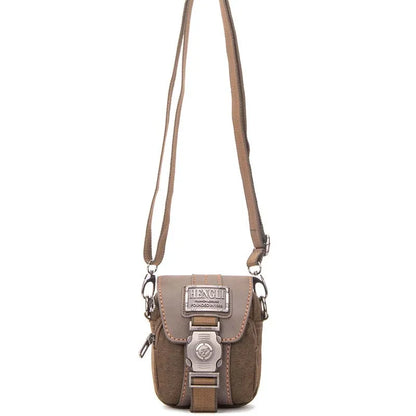 Vintage Retro Canvas Sling Bag for Men – Multi-Pocket Travel Crossbody with Phone Compartment .