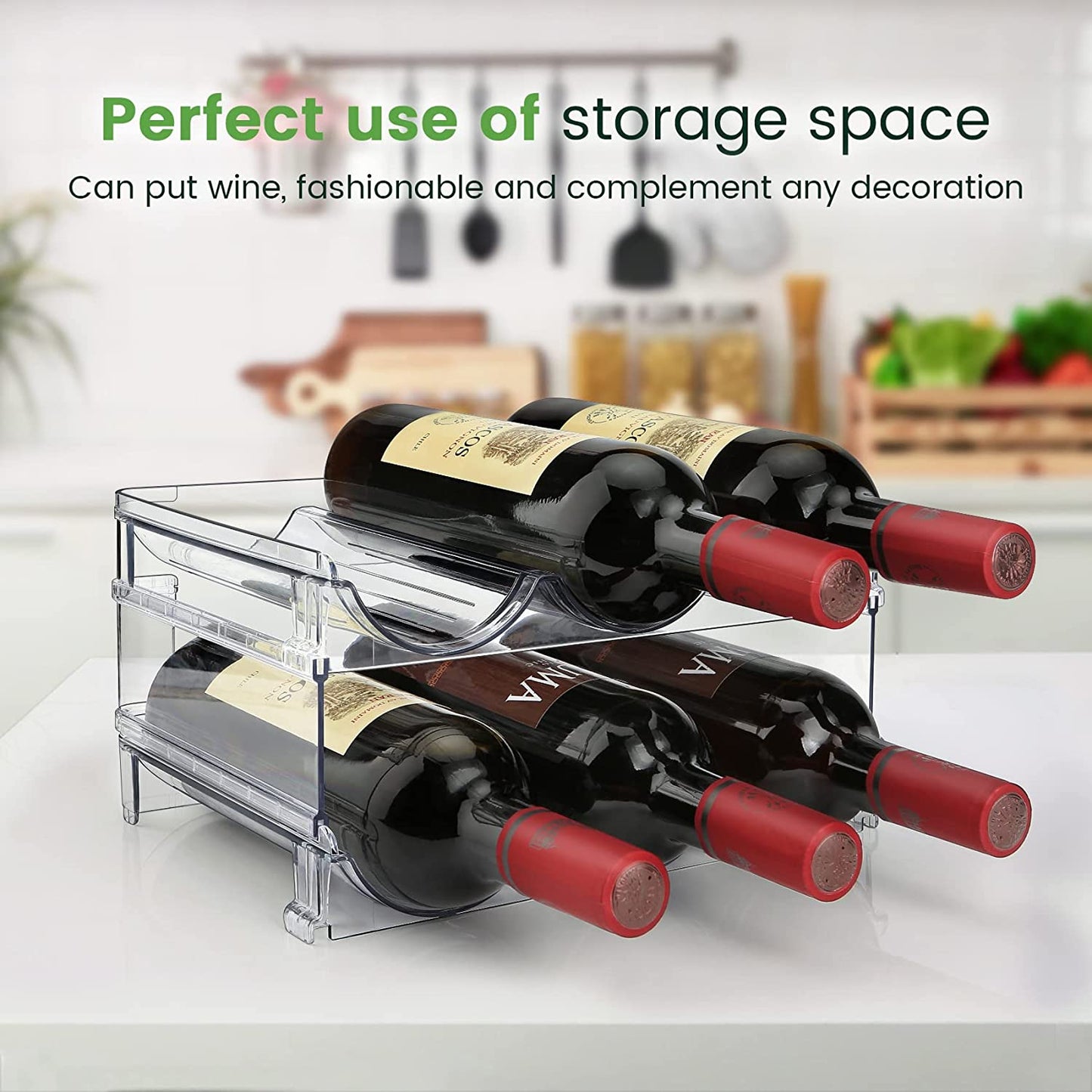 Stackable Water Bottle Organizer for Cabinet – 2 Pack Storage Rack, Space-Saving Holder.