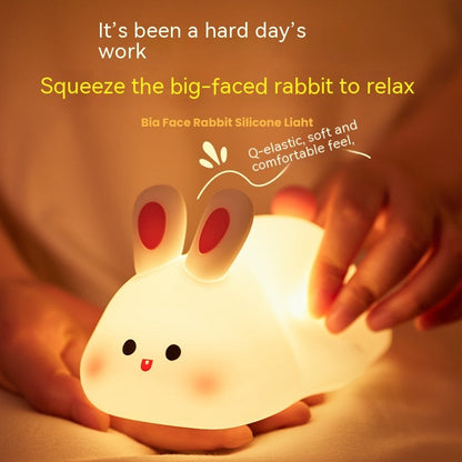 Rabbit LED Night Light — Touch Sensor Silicone Bedside Lamp for Kids.