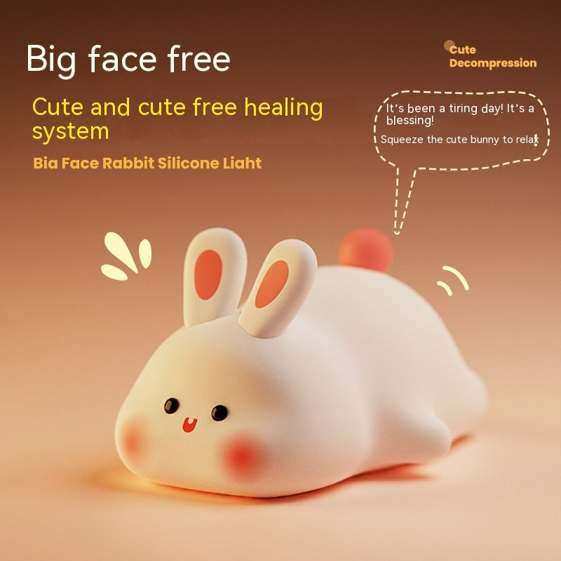 Rabbit LED Night Light — Touch Sensor Silicone Bedside Lamp for Kids.