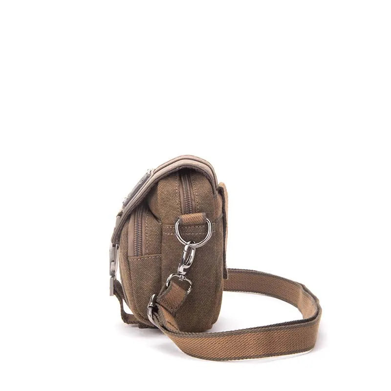 Vintage Retro Canvas Sling Bag for Men – Multi-Pocket Travel Crossbody with Phone Compartment .