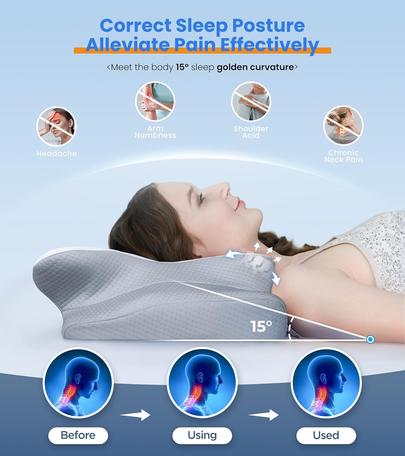 Cozyplayer Cooling Cervical Pillow – Adjustable Memory Foam Neck Support for Side, Back & Stomach Sleepers | Pain Relief, Orthopedic, 100-Night Trial.