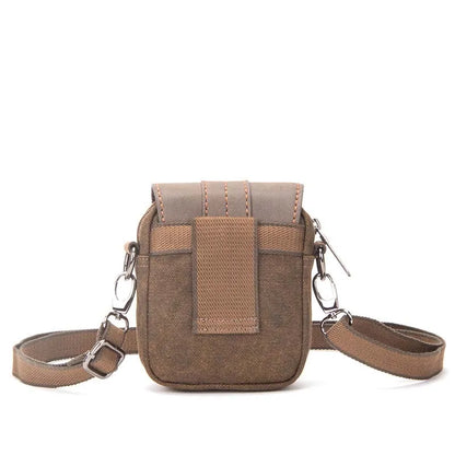 Vintage Retro Canvas Sling Bag for Men – Multi-Pocket Travel Crossbody with Phone Compartment .