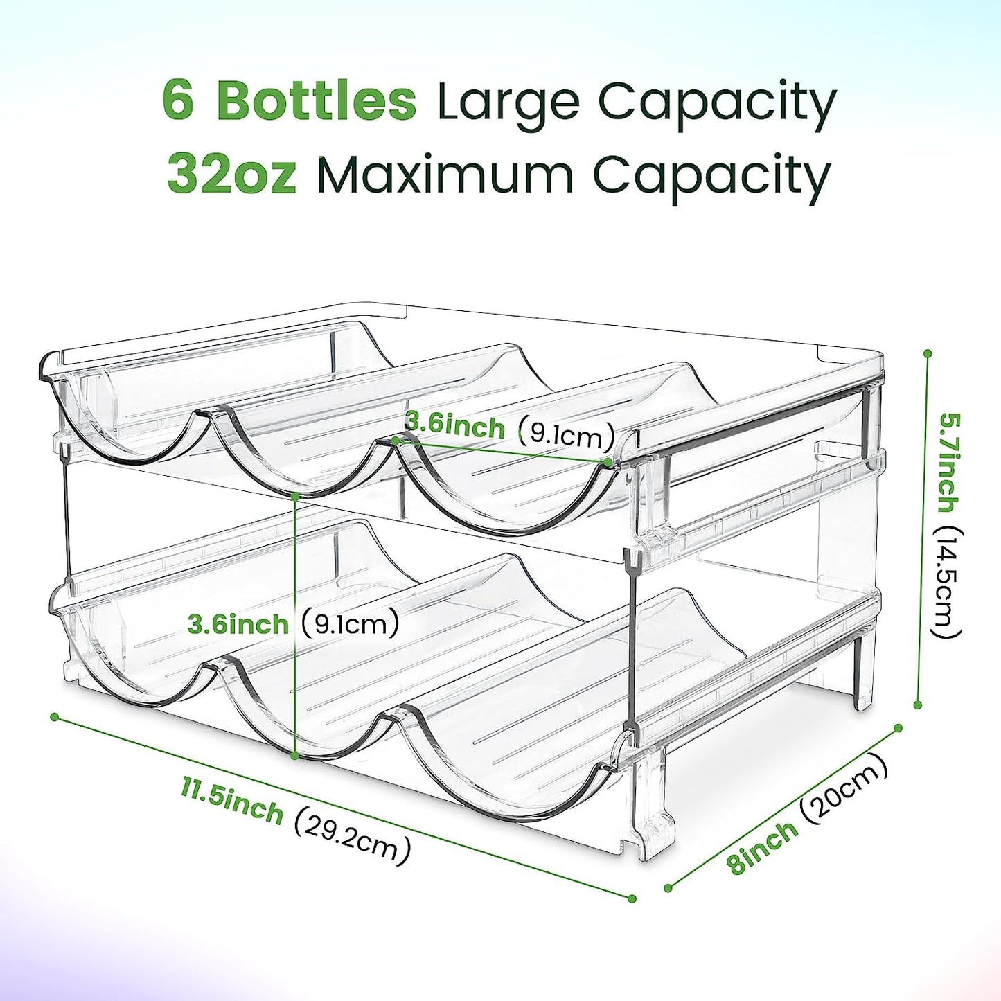 Stackable Water Bottle Organizer for Cabinet – 2 Pack Storage Rack, Space-Saving Holder.