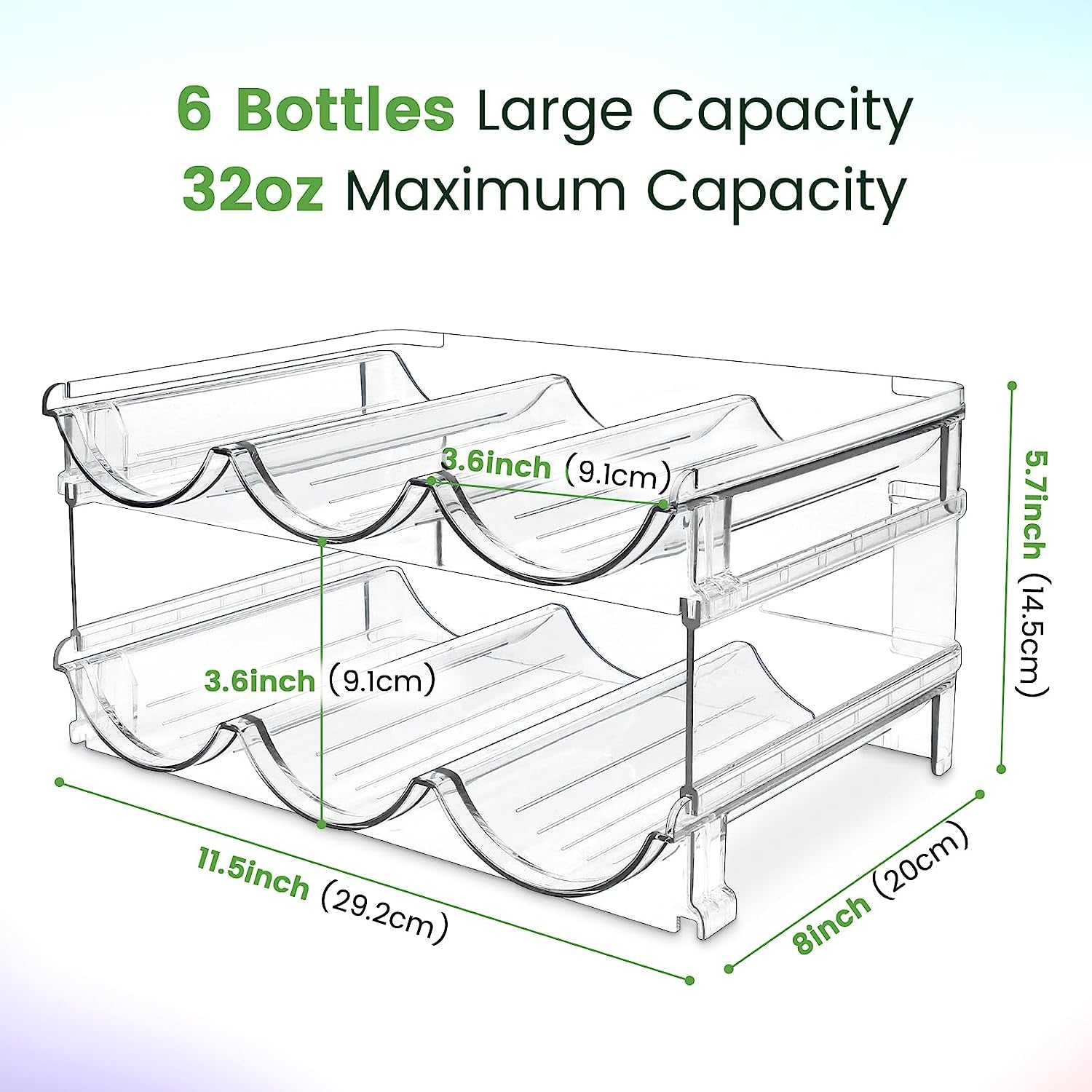 Stackable Water Bottle Organizer for Cabinet – 2 Pack Storage Rack, Space-Saving Holder.