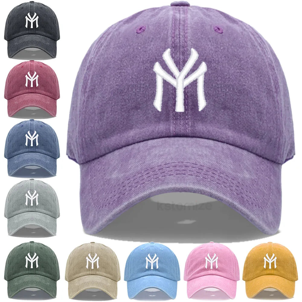 Letter MY Embroidery Baseball Cap Women Men Adjustable Soft Washed Cotton Sports Dad Hat Spring Summer Protection Sun Hats