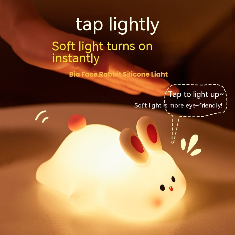 Rabbit LED Night Light — Touch Sensor Silicone Bedside Lamp for Kids.