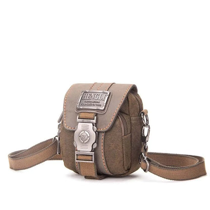 Vintage Retro Canvas Sling Bag for Men – Multi-Pocket Travel Crossbody with Phone Compartment .
