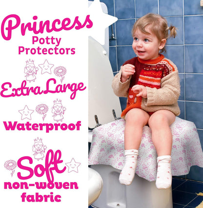 Princess Disposable Toilet Seat Covers for Kids – 40 Pack Extra Large, Waterproof & Individually Wrapped | Travel Potty Liners for Toddlers, Potty Training & Public Restrooms 