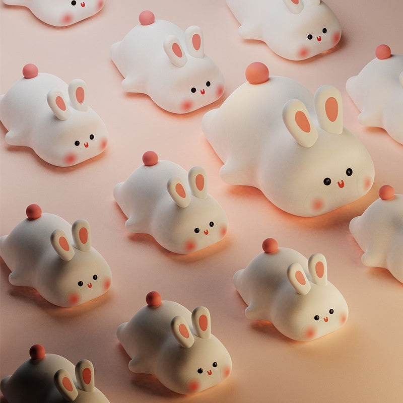 Rabbit LED Night Light — Touch Sensor Silicone Bedside Lamp for Kids.