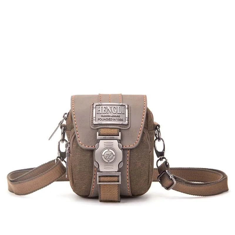 Vintage Retro Canvas Sling Bag for Men – Multi-Pocket Travel Crossbody with Phone Compartment .