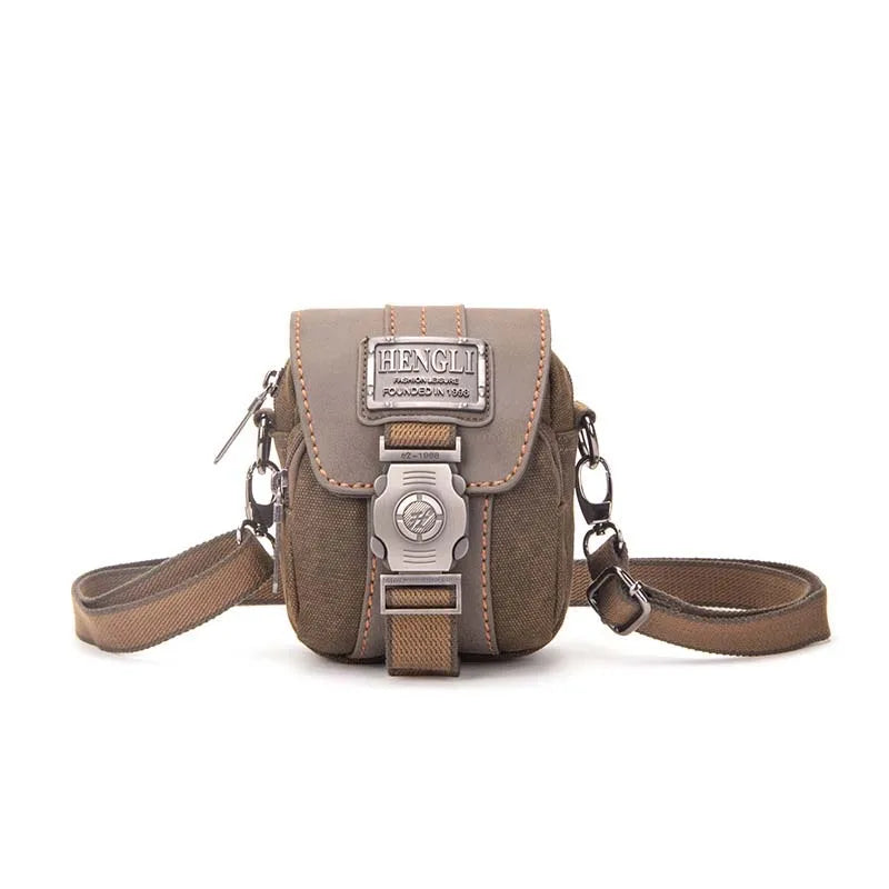 Vintage Retro Canvas Sling Bag for Men – Multi-Pocket Travel Crossbody with Phone Compartment .