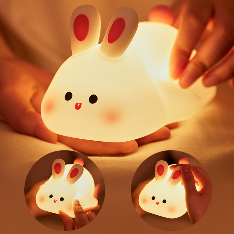 Rabbit LED Night Light — Touch Sensor Silicone Bedside Lamp for Kids.