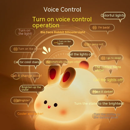Rabbit LED Night Light — Touch Sensor Silicone Bedside Lamp for Kids.