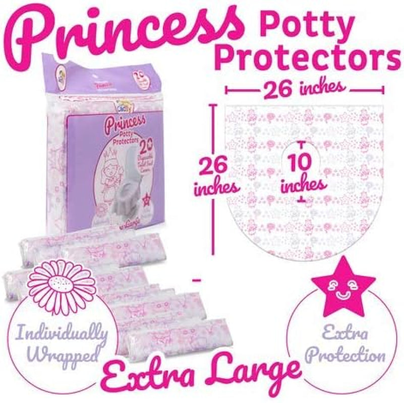 Princess Disposable Toilet Seat Covers for Kids – 40 Pack Extra Large, Waterproof & Individually Wrapped | Travel Potty Liners for Toddlers, Potty Training & Public Restrooms 